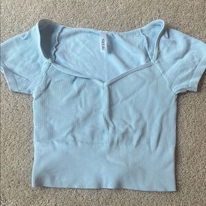 Nikibiki Light Blue Ribbed Crop Top